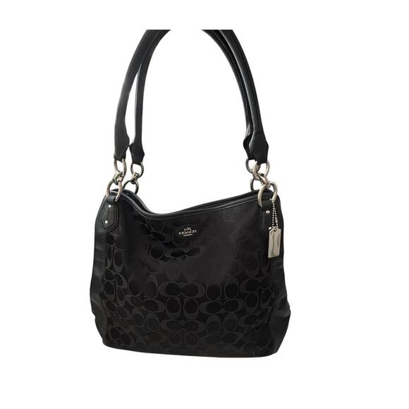 Coach Colette Signature Hobo Bag Rare Retired Black Silver Hardware - Picture 13 of 13